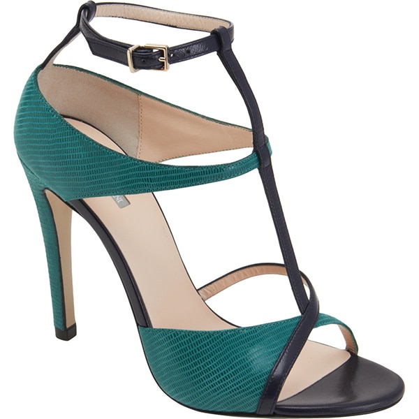 Giorgio Armani Two-Tone Asymmetric T-Strap Sandals