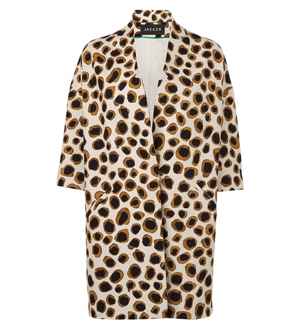 Elevate your wardrobe with Jaeger's Spring Leopard-Print Coat, available for £275