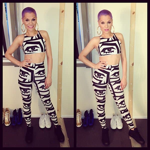 Jessie sported a black-and-white outfit featuring eye-catching prints