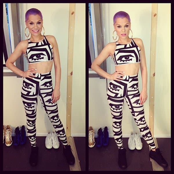 Jessie J in a striking black-and-white printed outfit during her Edinburgh Castle performance