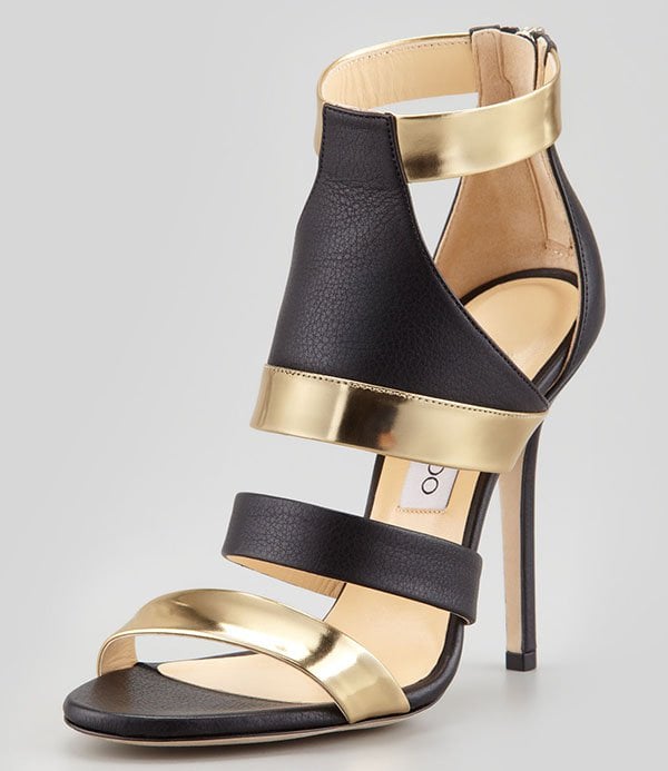 Jimmy Choo "Besso" Mixed-Leather Sandals