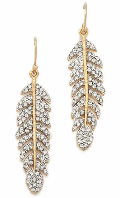 Juicy Couture Pave Feather Drop Earrings