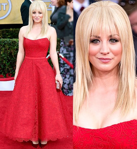 Kaley Cuoco shines in a Romona Keveza gown at the 19th Annual Screen Actors Guild Awards, Los Angeles, January 27, 2013