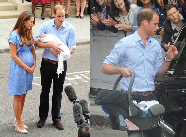 Kate channeled her late mother-in-law’s postmaternity style in a baby blue polka-dot dress by Jenny Packham