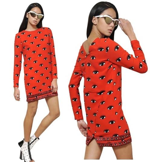 Kenzo Eye Printed Crepe Dress