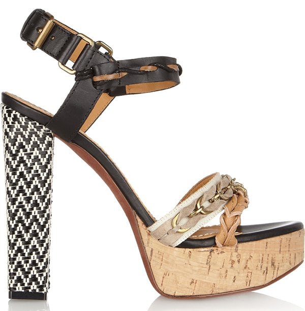 Lanvin Leather and Raffia Sandals