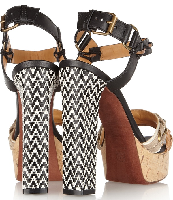 Lanvin Leather-and-Raffia Sandals