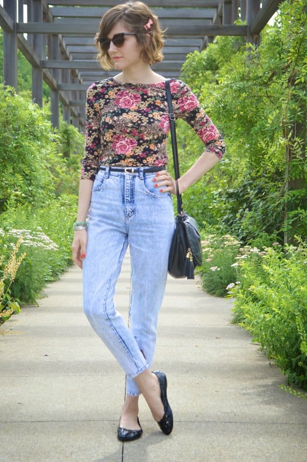 Lauren wore her mom jeans with a vintage floral shirt
