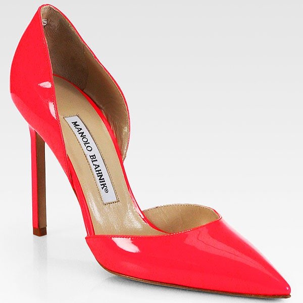 Manolo Blahnik Tayler D'Orsay Pumps in Watermelon