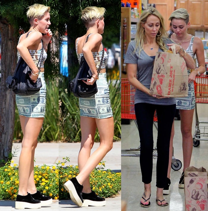 Miley Cyrus And Tish Cyrus At Trader Joes