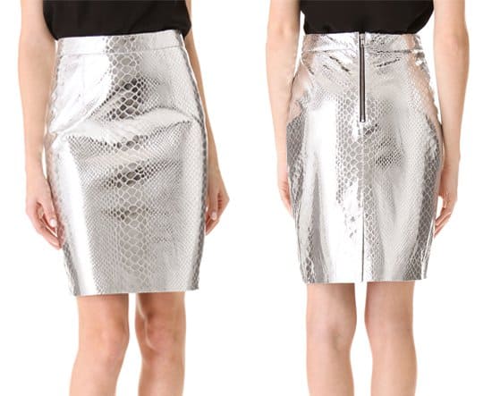 Milly Mirrored Python Pencil Skirt