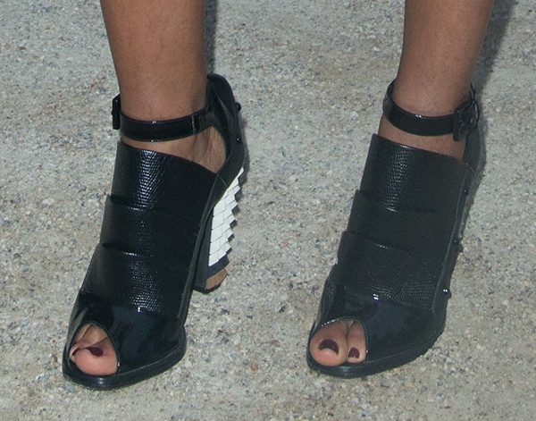 Naomie Harris's feet in block-heeled Fendi sandals
