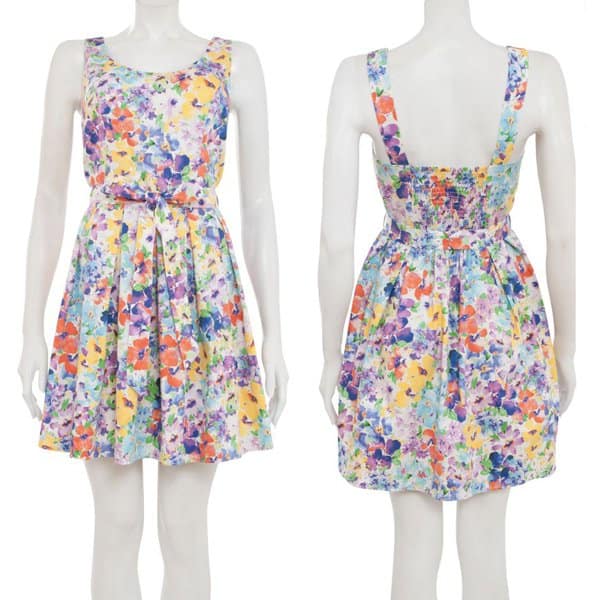 New Look Blue Floral Sleeveless Skater Dress