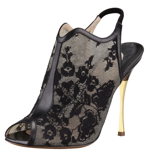 Nicholas Kirkwood Lace Slingback Peep-Toe Booties