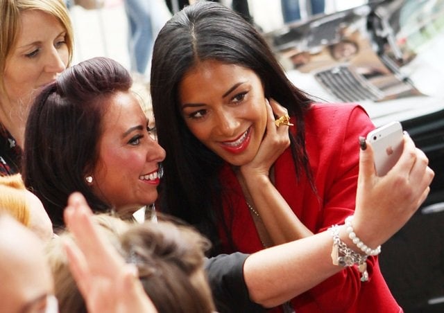 Nicole Scherzinger sharing a moment with fans at The X Factor audition in Cardiff, Wales, on July 3, 2013