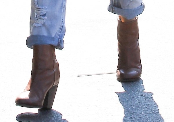 Nikki Reed wearing her go-with-anything booties as she heads to Barnes & Nobles