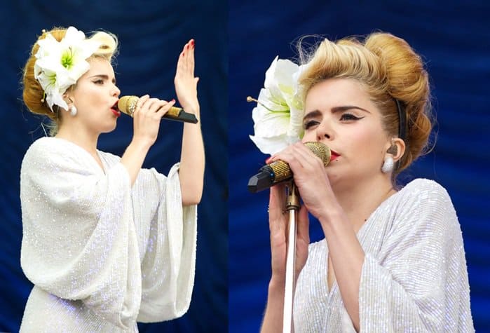 Paloma Faith was captured at T in the Park 2013, day 2, in Kinross, Scotland. The singer’s vibrant performance matched her equally striking Greek-inspired attire