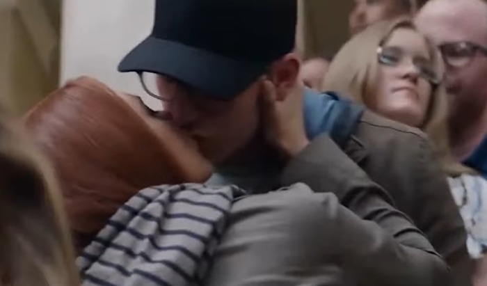 There's a surprising kiss between Scarlett Johansson (Black Widow/Natasha Romanoff) and Chris Evans (Captain America/Steve Rogers) in the movie Captain America: The Winter Soldier