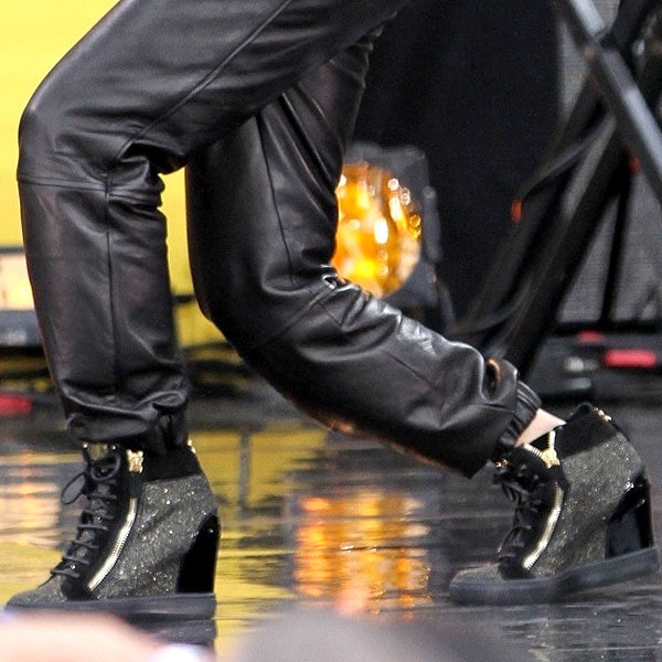 Selena Gomez's glittery Giuseppe Zanotti wedge sneakers