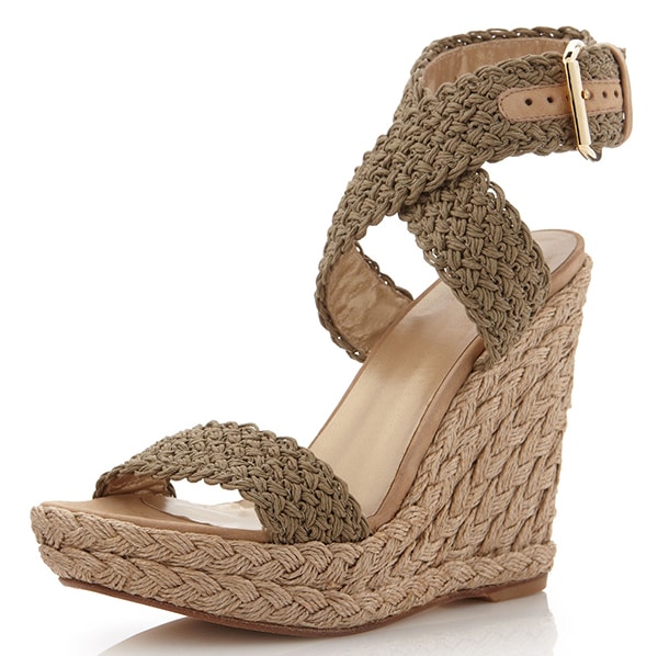 Stuart Weitzman "Alex" Wedges in Swamp