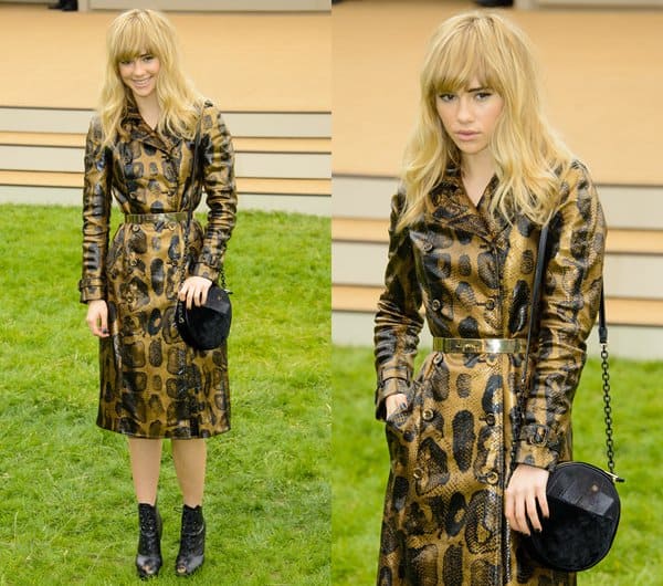 Suki Waterhouse seen at the Burberry Prorsum Menswear Spring/Summer 2014 show held at Kensington Gardens in London, England, on June 18, 2013