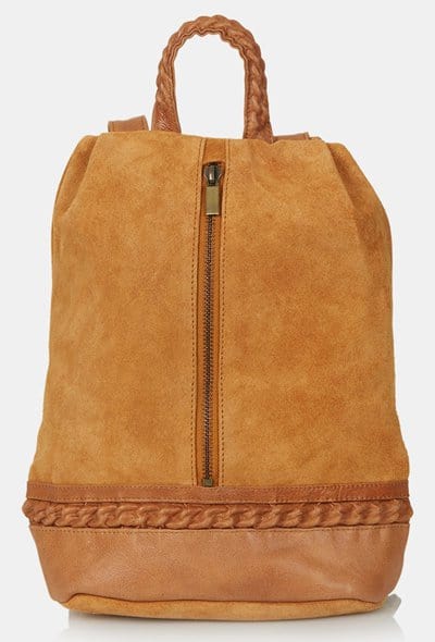 Topshop Suede Zip Backpack1