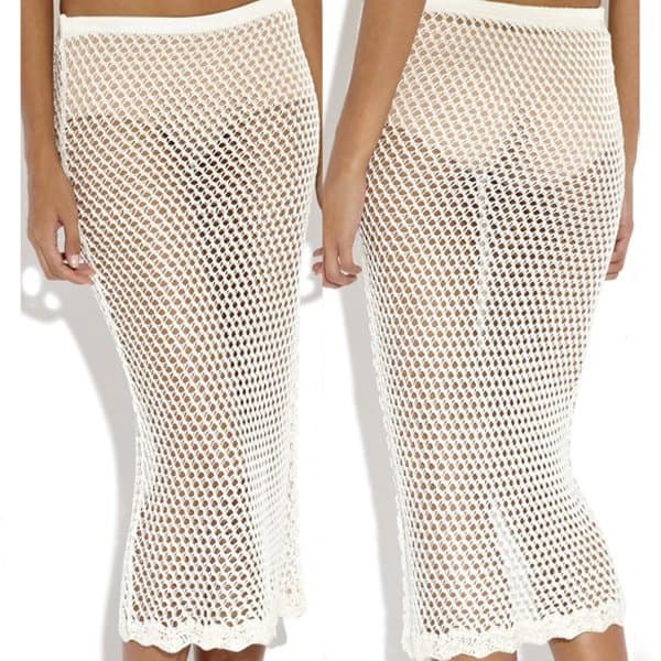 River Island White Crochet Rihanna Midi Skirt