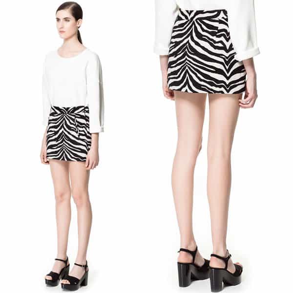 Zara Zebra Pattern Jacquard Mini Skirt