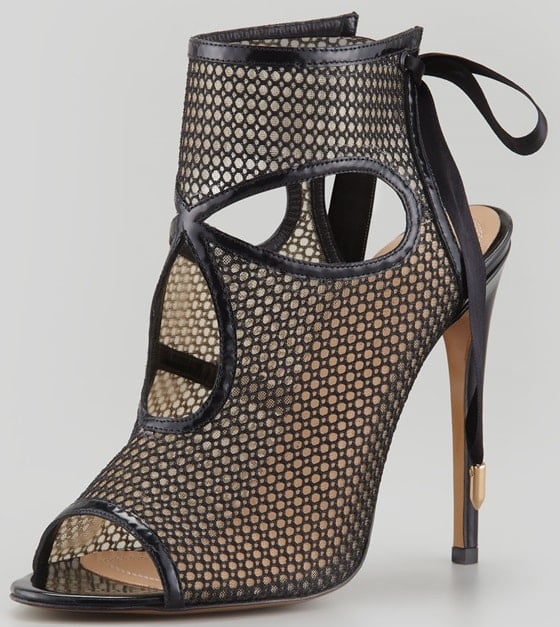 Aquazzura Sexy Thing cutout sandals in black mesh