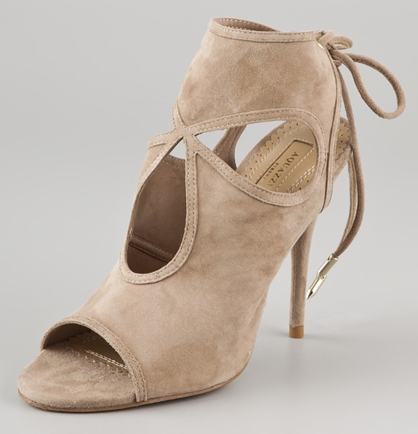 Aquazzura "Sexy Thing" Booties in Nude Suede