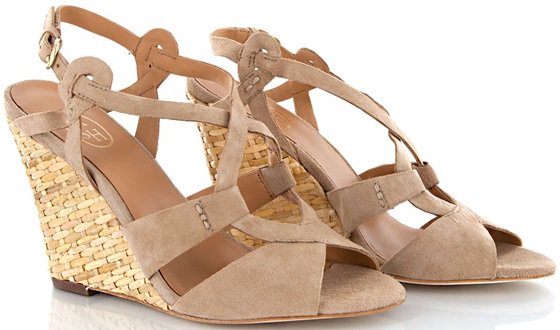 Ash Jade Wedge Sandals in Chamois Suede