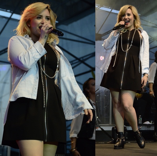 Demi Lovato performing at the Pop-Tarts Crazy Good summer concert in Philadelphia on July 17, 2013