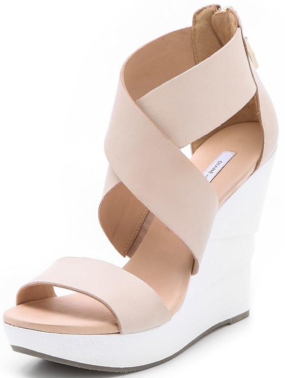 Kelly Hu Wears Diane Von Furstenberg Opal Wedge Sandals