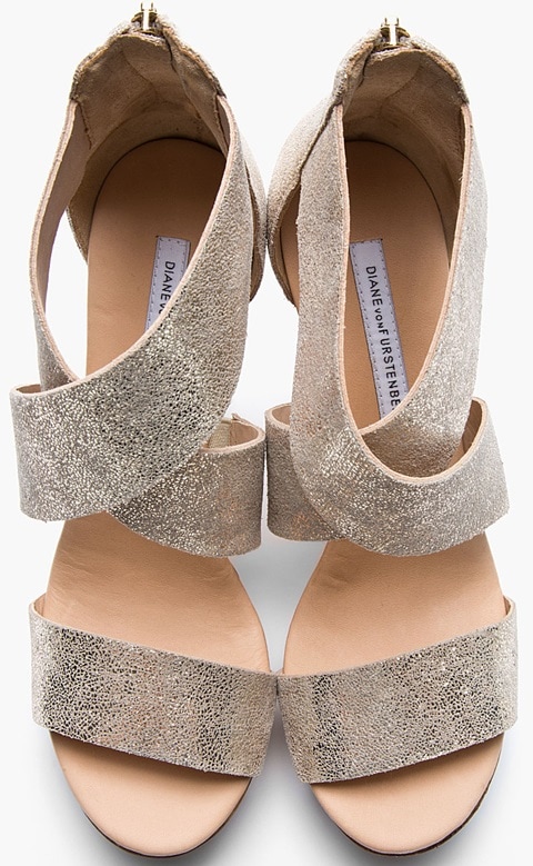 diane von furstenberg opal wedges metallic silver 3