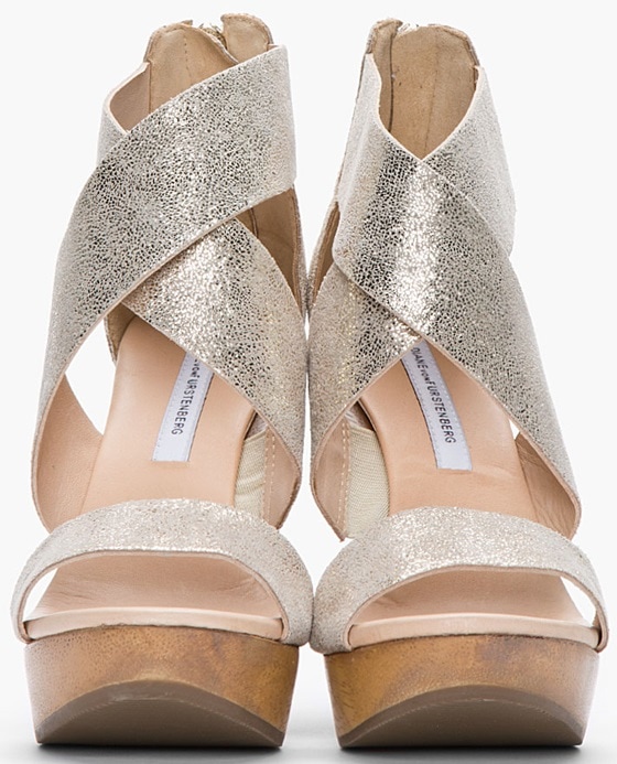 diane von furstenberg opal wedges metallic silver 5