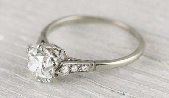 1.50 Carat Cushion Vintage Diamond Engagement Ring