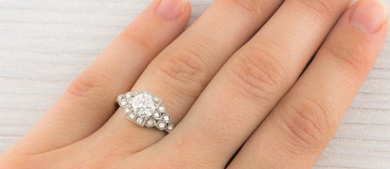 0.99 European-Cut Diamond Engagement Ring