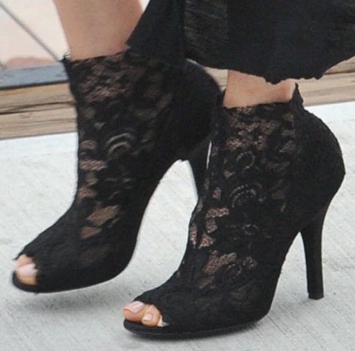 Maggie Q Day 2 Comic Con Lace Booties 2013