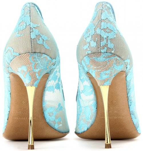 Nicholas Kirkwood Lace Pumps with Gold Metal Heels