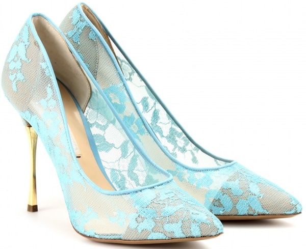 Nicholas Kirkwood Lace Pumps with Gold Metal Heels