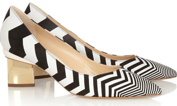 Nicholas Kirkwood Block-Heel Pumps in Zigzag Print