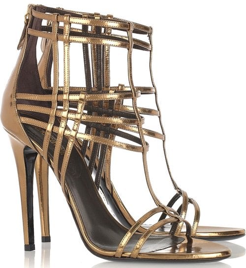 Robert Cavalli Metallic Patent Leather Cage Sandals