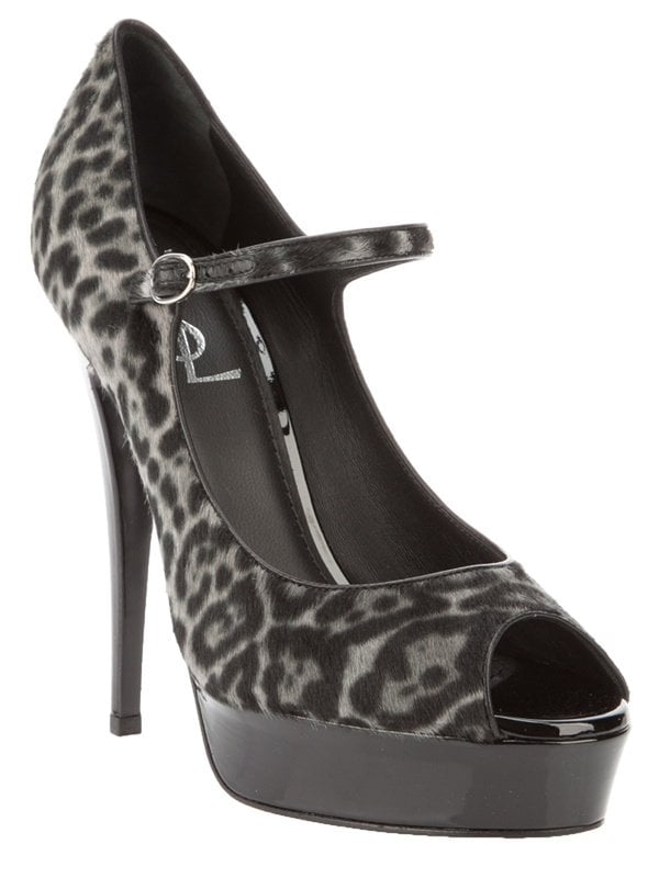 Saint Laurent leopard-print peep-toe pumps