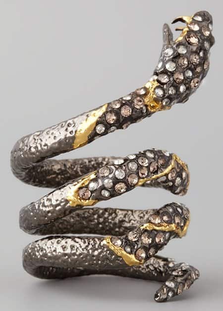 Alexis Bittar Pave Crystal Coiled Snake Ring