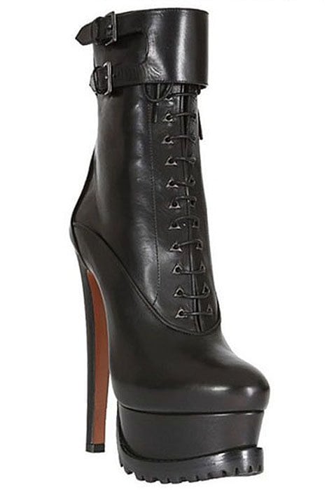 Azzedine Alaia Leather Lace-Up Platform Boots