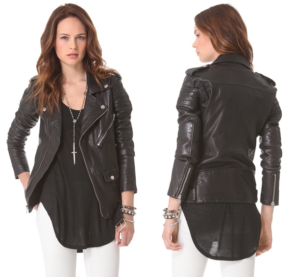 BLK DNM Motorcycle Jacket with Quilted Stripes