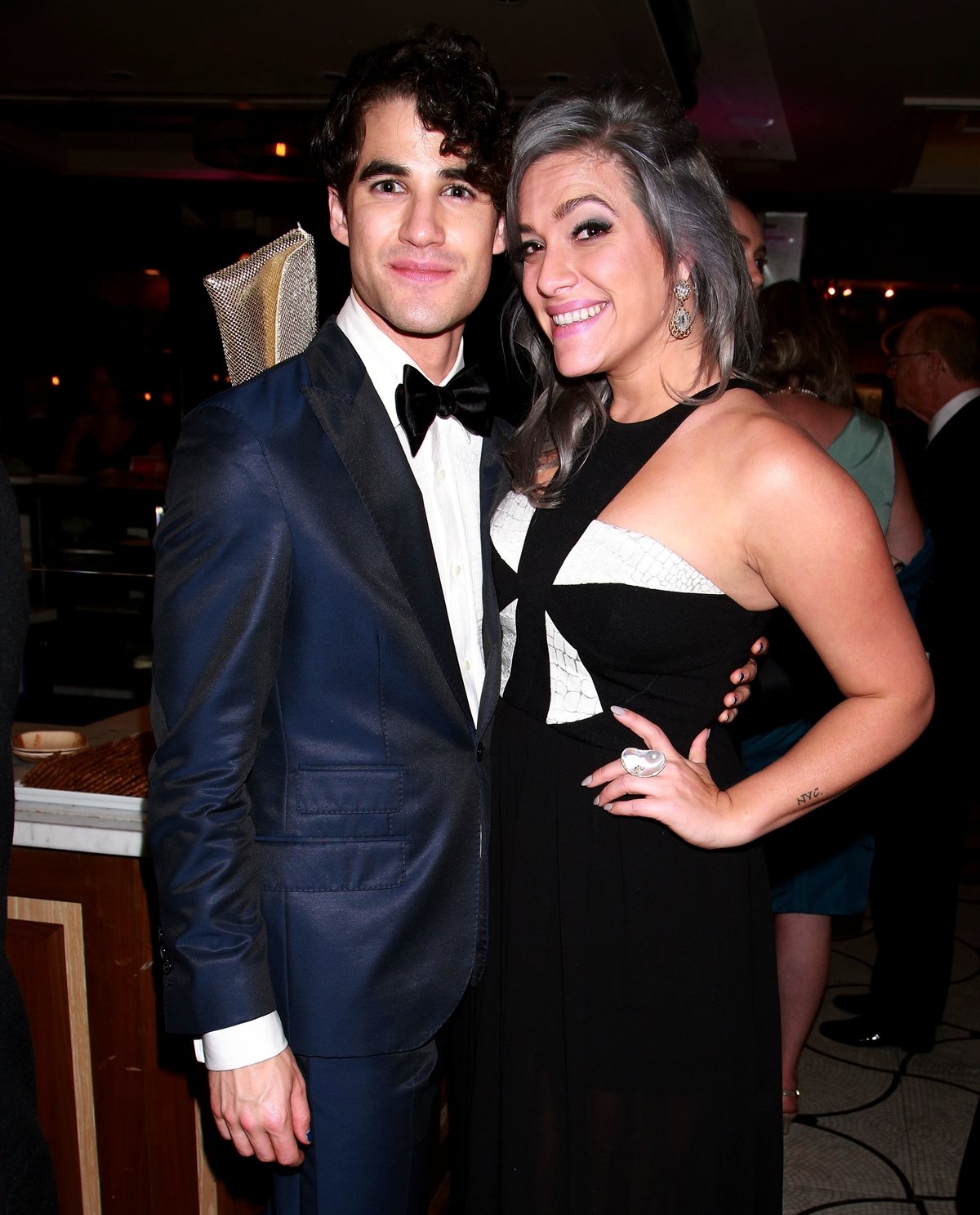 Darren Criss and Mia Swier attend the 2015 Tony Awards