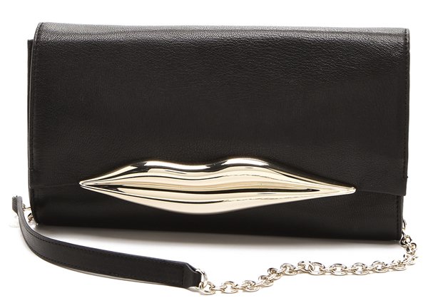 Diane von Furstenberg Flirty Leather Clutch in Black