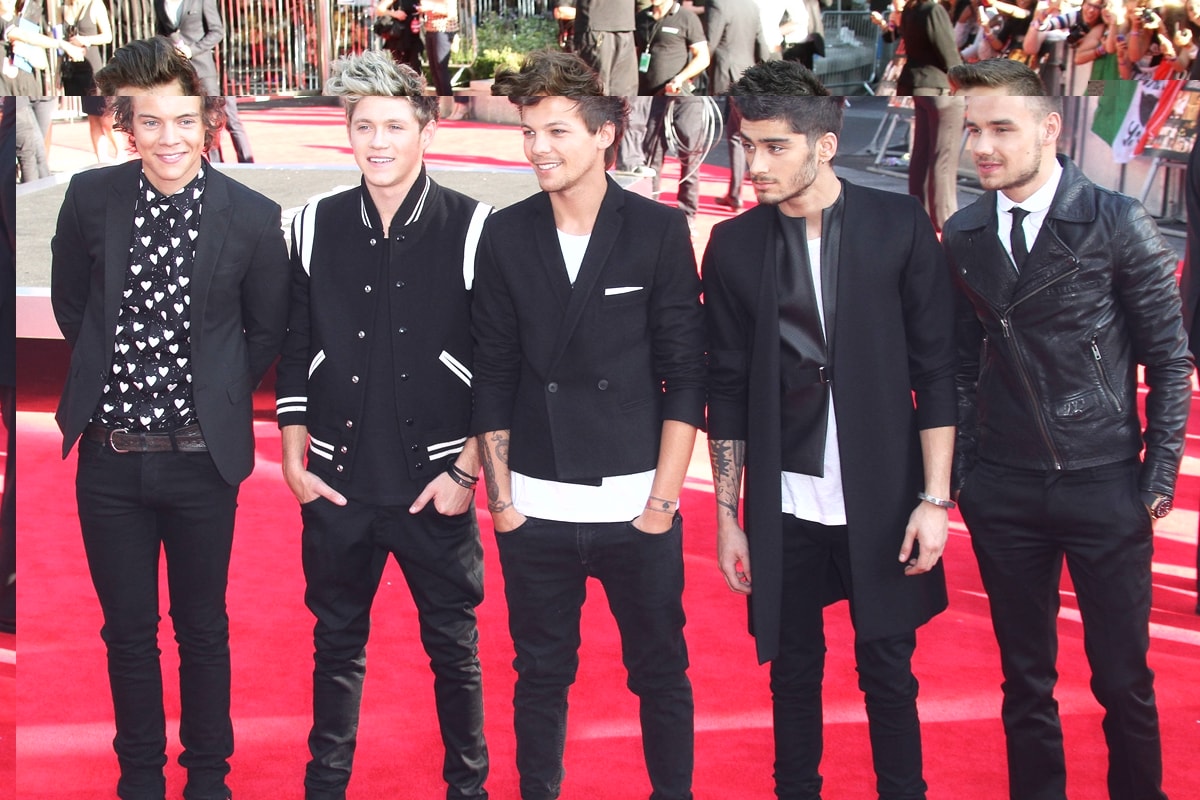 Harry Styles, Niall Horan, Louis Tomlinson, Zayn Malik, and Liam Payne at One Direction: This Is Us world premiere held at the Empire, Leicester Square, London on August 20, 2013