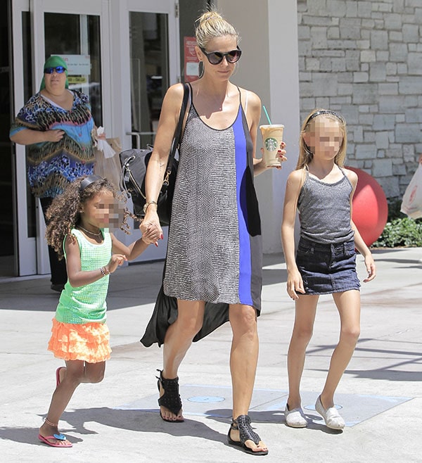 Heidi Klum and family were photographed shopping around Westwood, California, on August 25, 2013